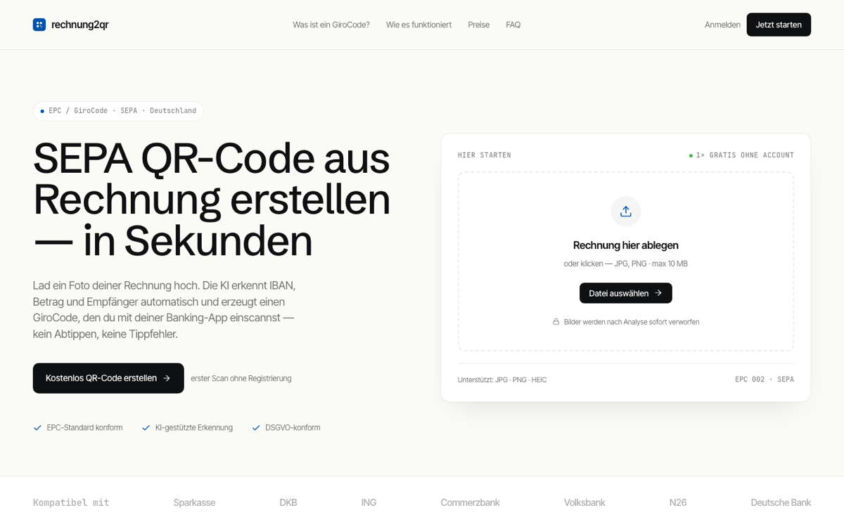 Rechnung2QR Web-App